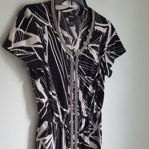 Alfani Print Beaded Shortsleeve Zip Cover-up Dress